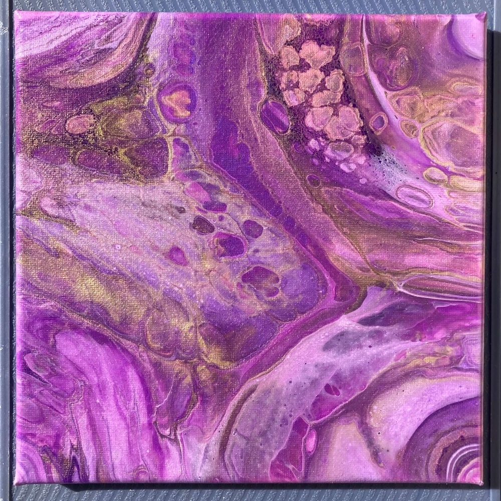 Vagary 8"x8" Painting by Color Fluent Art (Purple/Gold)